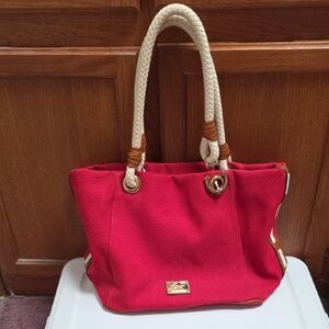 Michael Kors Red Canvas Tote with Rope Handles